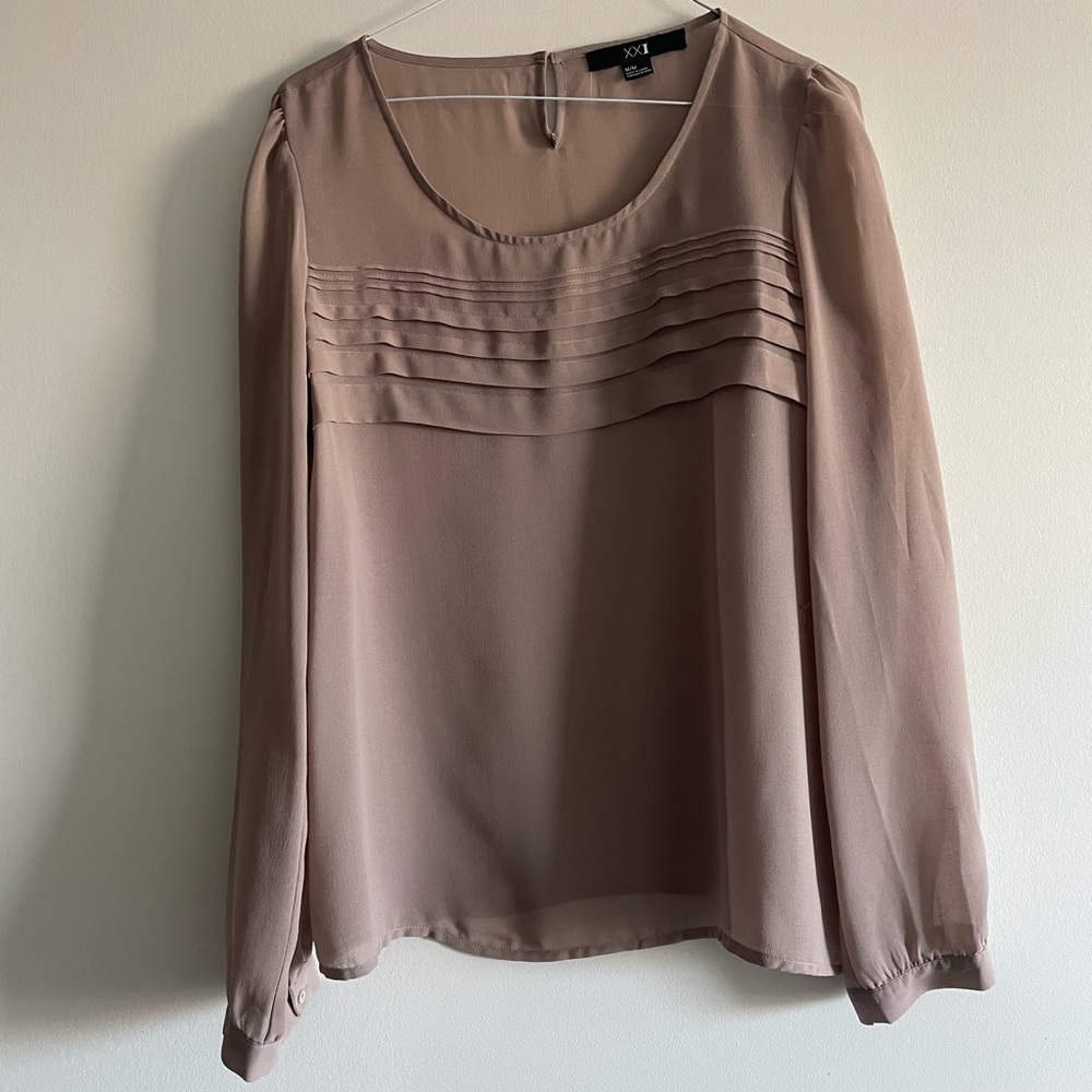Forever 21 Nude Long Sleeve Blouse